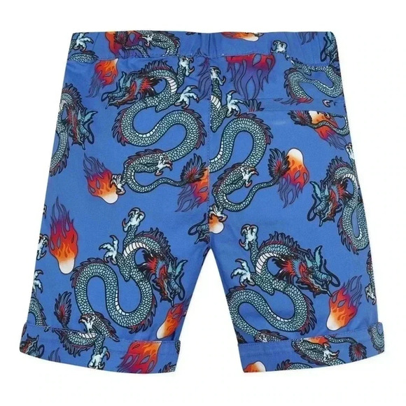 KENZO Blue Dragons Orange Fire Bermudas Shorts Boys Sz 12 - Picture 2 of 10